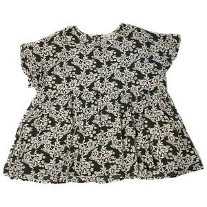 EUC Mod Boutique Green Floral Empire Waist Top - size Large
